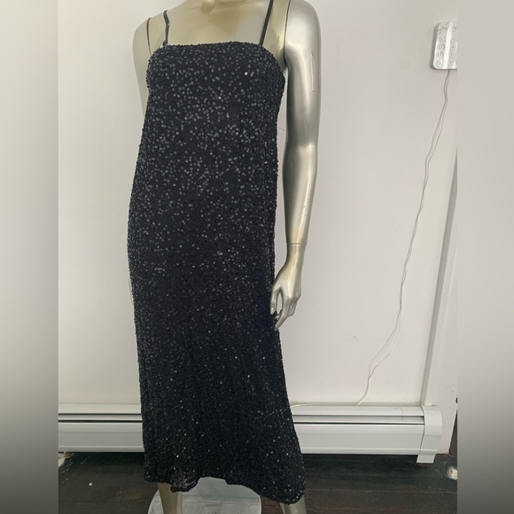 Black strapless sequin embellish midi formal cocktail prom dress size 6 - Picture 4 of 11